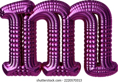 Symbol made of purple spheres. letter m