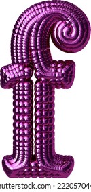 Symbol made of purple spheres. letter f