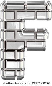 El símbolo hecho de ladrillos de plata. letra f