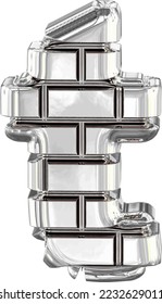El símbolo hecho de ladrillos de plata. letra t