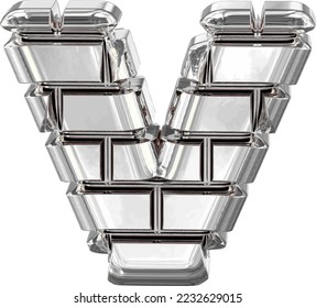 The symbol made of silver bricks. letter v