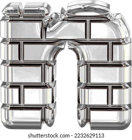 El símbolo hecho de ladrillos de plata. letra n