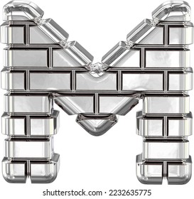The symbol made of silver bricks. letter m