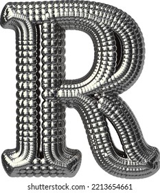 Symbol made of silver spheres. letter r