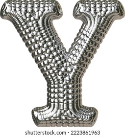 Symbol made of silver spheres. letter y