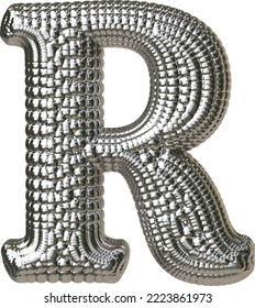 Symbol made of silver spheres. letter r