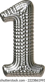 Symbol made of silver spheres. number 1