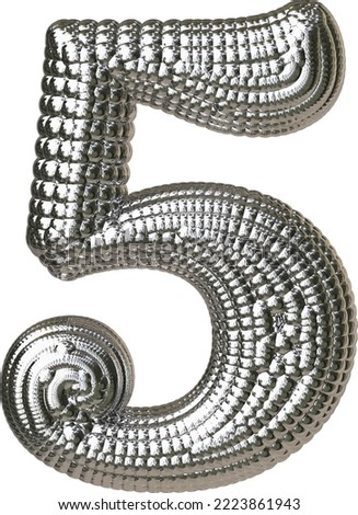 Symbol made of silver spheres. number 5