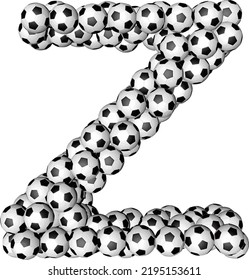 Symbol made from soccer balls. letter z