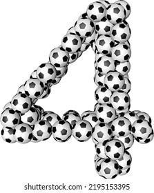Symbol made from soccer balls. number 4