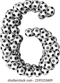 Symbol made from soccer balls. number 6