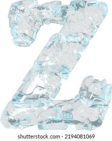 Symbol made of transparent ice. letter z