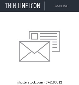 Symbol of Mailing. Thin line Icon of Project Planning. Stroke Pictogram Graphic for Web Design. Quality Outline Vector Symbol Concept. Premium Mono Linear Beautiful Plain Laconic Logo