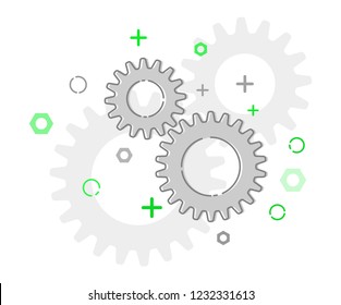 Symbol maintenance gears, illustration flat style