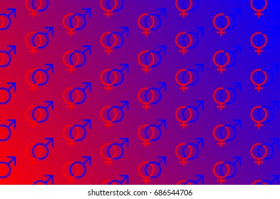 Symbol male and female - vector pattern, gender symbols - vector pattern damson-colored,
