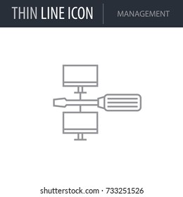 Symbol of Management. Thin line Icon of Network. Stroke Pictogram Graphic for Web Design. Quality Outline Vector Symbol Concept. Premium Mono Linear Beautiful Plain Laconic Logo