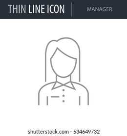 Symbol of Manager Thin line Icon of Different People. Stroke Pictogram Graphic for Web Design. Quality Outline Vector Symbol Concept. Premium Mono Linear Beautiful Plain Laconic Logo