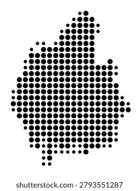 Symbol Map of the Administrative County Cumbria (England) showing the area with a pattern of black circles