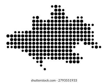 Symbol Map of the Administrative County Dorset (England) showing the area with a pattern of black circles