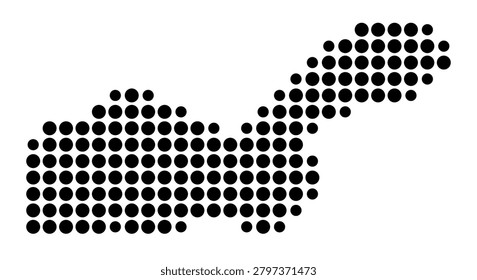 Symbol Map of the Administrative State Dire Dawa (Ethiopia) showing the area with a pattern of black circles