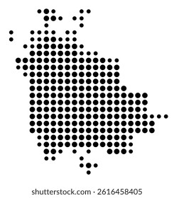 Symbol Map of Akron (United States) showing the city with a pattern of just a few black dots