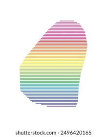 Symbolkarte der Antipoden-Inseln (Neuseeland), die das Territorium mit horizontalen parallelen Linien in Regenbogenfarben zeigt