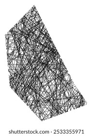 Mapa de símbolos da cidade autônoma de Melilla (Espanha) mostrando o estado com linhas pretas cruzadas, como paus Mikado ou uma teia de aranha