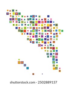 Symbol Map of the Autonomous Province Aceh (Indonesia) showing the territory with a pattern of overlapping colorful squares like candies