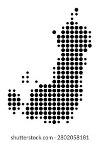 Symbol Map of the Autonomous Province Diana (Madagascar) showing the area with a pattern of black circles