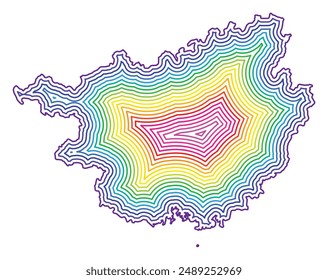 Menschen Symbolkarte der Autonomen Region Guangxi (Chinesische Republik) mit der im Inneren gepufferten Staatsgrenze in Regenbogenfarben