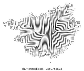 Symbol Map of the Autonomous Region Guangxi (People's Republic of China) showing the state border buffered inside with black tapering lines