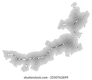 Symbol Map of the Autonomous Region Inner Mongol (People's Republic of China) showing the state border buffered inside with black tapering lines