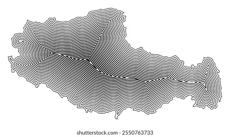 Symbol Map of the Autonomous Region Xizang (People's Republic of China) showing the state border buffered inside with black tapering lines