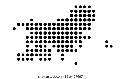 Symbol Map of Bloomington (United States) showing the city with a pattern of just a few black dots