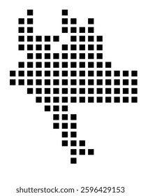 Symbol Map of Bossier City (Louisiana) showing the city with a pattern of just a few black squares