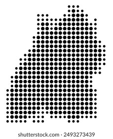 Symbol Map of the Bundesland Baden-Wuerttemberg (Germany) showing the Bundesland with a pattern of black circles