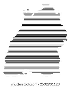 Symbol Map of the Bundesland Baden-Wuerttemberg (Germany) showing the Bundesland with parallel black lines in different line thickness