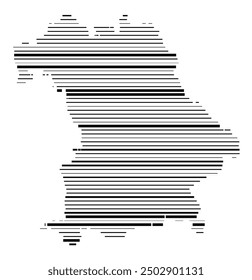 Symbol Map of the Bundesland Bayern (Germany) showing the Bundesland with parallel black lines in different line thickness