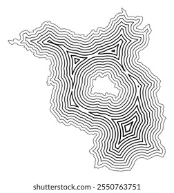 Symbol Map of the Bundesland Brandenburg (Germany) showing the state border buffered inside with black tapering lines