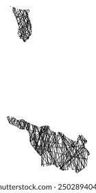 Symbol Map of the Bundesland Bremen (Germany) showing the state with black, crossing lines like Mikado Sticks or a spider web