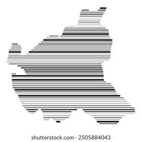 Symbol Map of the Bundesland Hamburg (Germany) showing the Bundesland with parallel black lines in different line thickness