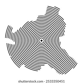 Mapa de símbolos da Bundesland Hamburg (Alemanha) mostrando a Bundesland com uma série de linhas pretas circulares sobre fundo branco