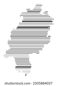 Symbol Map of the Bundesland Hessen (Germany) showing the Bundesland with parallel black lines in different line thickness