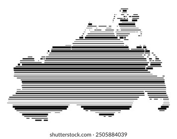 Symbol Map of the Bundesland Mecklenburg-Vorpommern (Germany) showing the Bundesland with parallel black lines in different line thickness