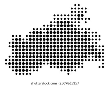 Mapa de símbolos da Bundesland Mecklenburg-Vorpommern (Alemanha) mostrando a Bundesland com um padrão de círculos pretos