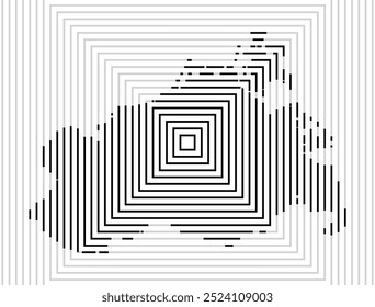 Mapa de símbolos da Bundesland Mecklenburg-Vorpommern (Alemanha) mostrando a Bundesland com uma série de linhas quadradas pretas sobre fundo branco