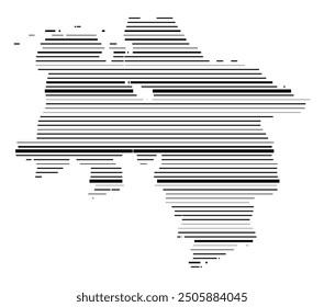 Symbol Map of the Bundesland Niedersachsen (Germany) showing the Bundesland with parallel black lines in different line thickness