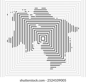 Mapa de símbolos da Bundesland Niedersachsen (Alemanha) mostrando a Bundesland com uma série de linhas quadradas pretas sobre fundo branco