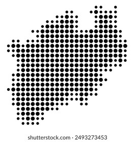 Symbol Map of the Bundesland Nordrhein-Westfalen (Germany) showing the Bundesland with a pattern of black circles