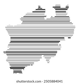 Symbol Map of the Bundesland Nordrhein-Westfalen (Germany) showing the Bundesland with parallel black lines in different line thickness